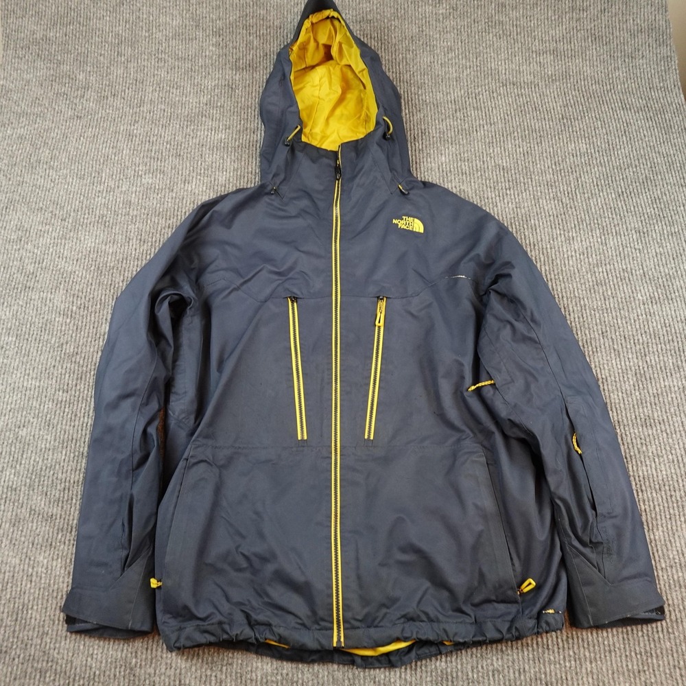 The North Face DryVent Jacket Mens Large Blue Yellow Hooded Triclimate Shell